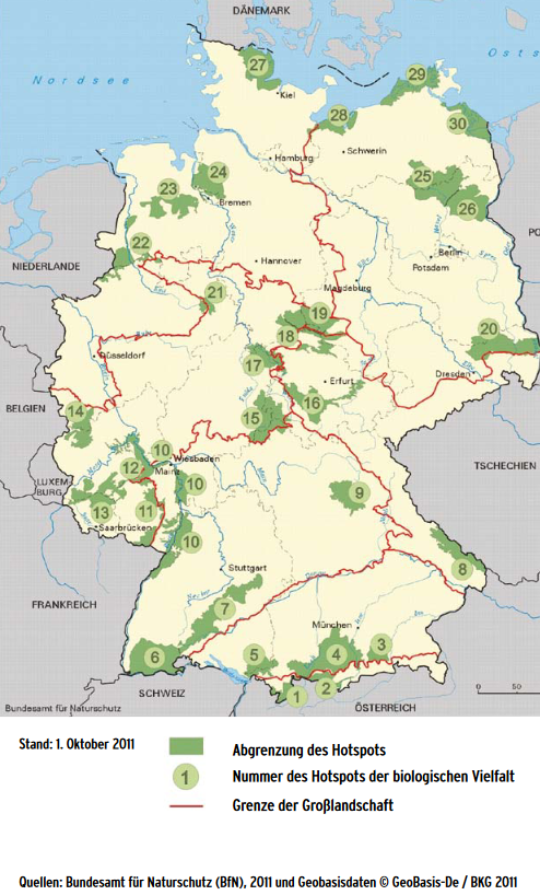 Deutschlandkarte mit Hotspot-Regionen